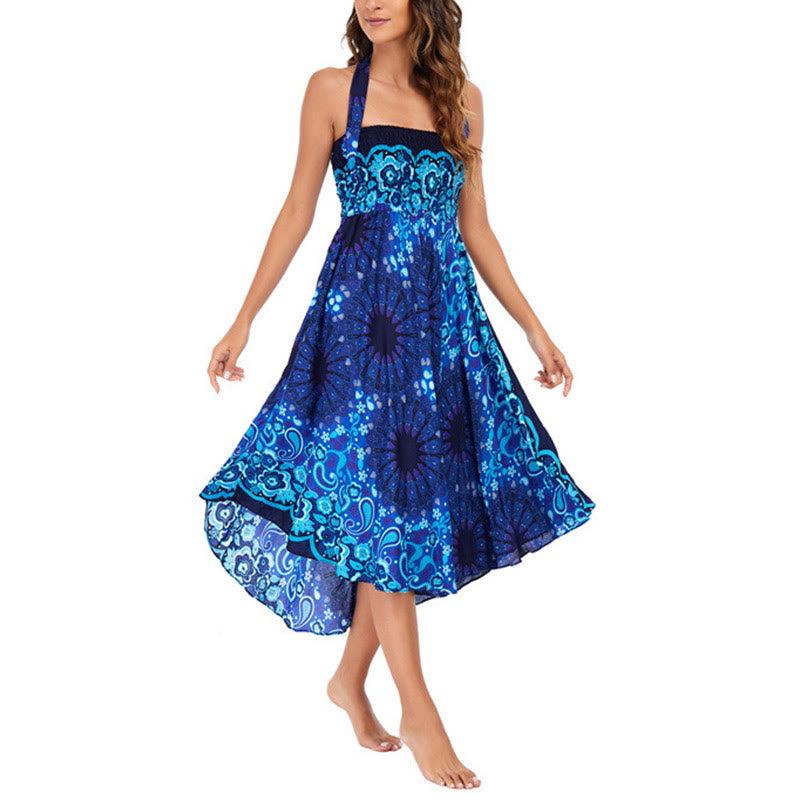 Buddha Stones Dos Estilos Vestido Bohemio Mandala Flor Gota de Agua Vestido con Cordones - image 30