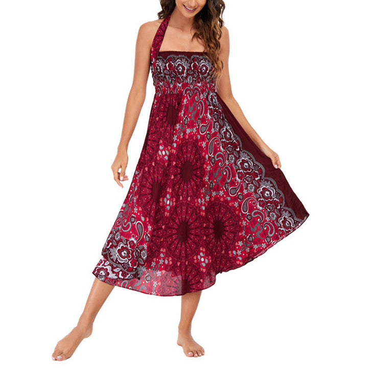 Buddha Stones Dos Estilos Vestido Bohemio Mandala Flor Gota de Agua Vestido con Cordones - image 24