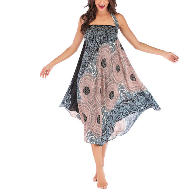 Buddha Stones Dos Estilos Vestido Bohemio Rosa de los Vientos Flor Vestido con Cordones - image 33