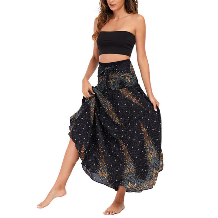 Buddha Stones Dos Estilos Usa Vestido Boho Verano Pluma de Pavo Real con Encaje - image 11