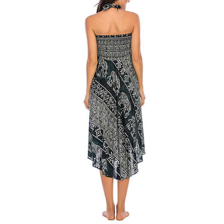 Buda Piedras Dos Estilos Vestir Boho Elefante Geometría Falda con Cordones Vestido - image 7