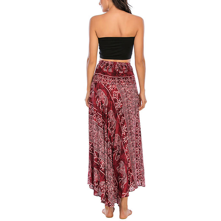 Buda Piedras Dos Estilos Vestir Boho Elefante Geometría Falda con Cordones Vestido - image 12