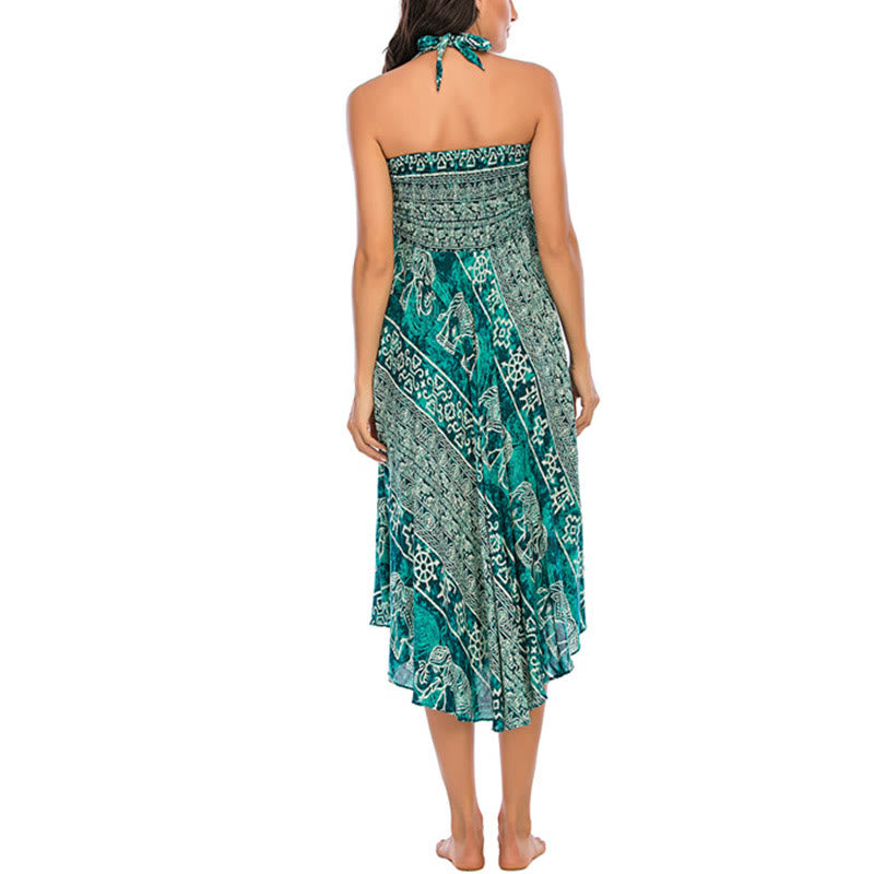 Buda Piedras Dos Estilos Vestir Boho Elefante Geometría Falda con Cordones Vestido - image 31