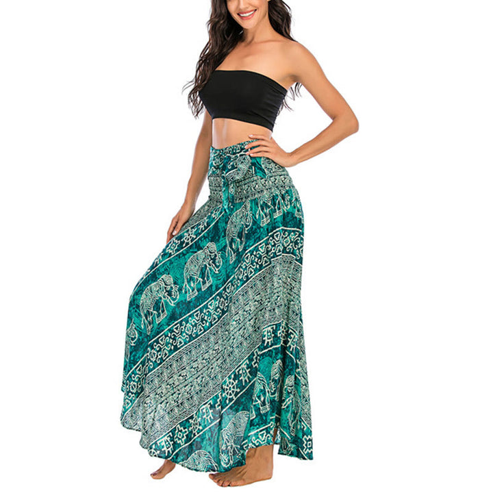 Buda Piedras Dos Estilos Vestir Boho Elefante Geometría Falda con Cordones Vestido - image 29