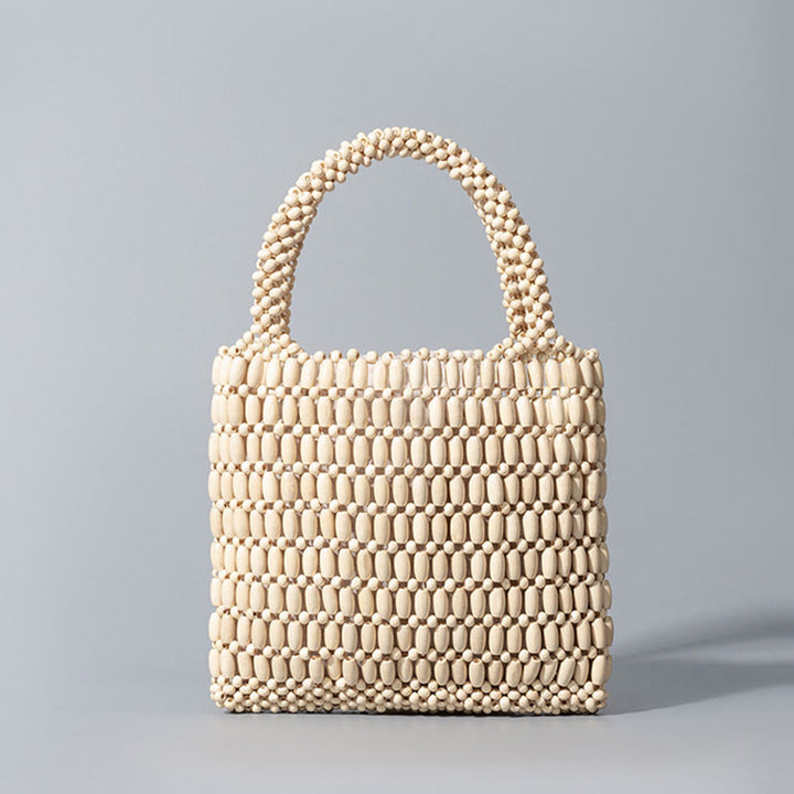 Bolso de mano de cuentas de madera hechas a mano de piedras de Buda