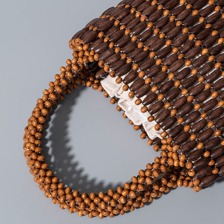 Bolso de mano de cuentas de madera hechas a mano de piedras de Buda