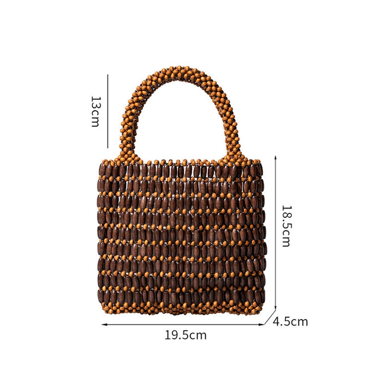 Bolso de mano de cuentas de madera hechas a mano de piedras de Buda