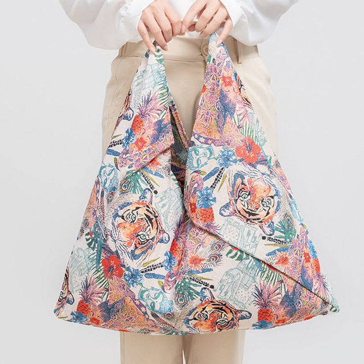 Geometría de Piedras de Buda Tigre Flores Leopardo Rayas Estampado Bolso de Hombro Triángulo Debajo del Brazo