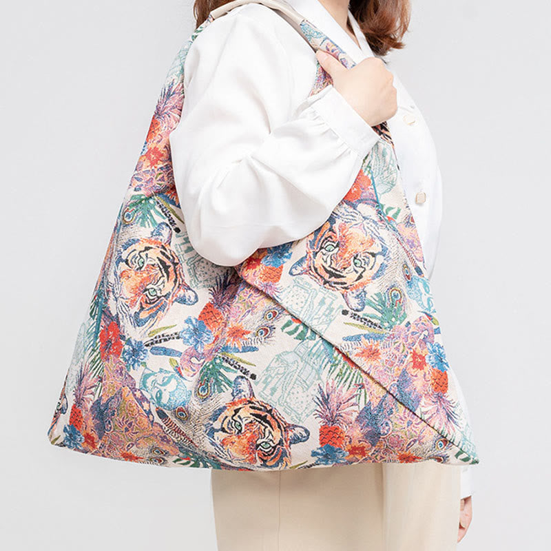 Geometría de Piedras de Buda Tigre Flores Leopardo Rayas Estampado Bolso de Hombro Triángulo Debajo del Brazo