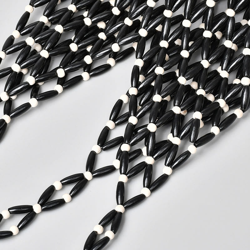 Bolso de hombro con cuentas de madera tejidas a mano de piedras de Buda