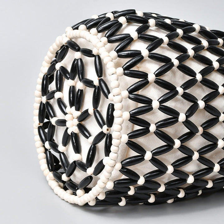 Bolso de hombro con cuentas de madera tejidas a mano de piedras de Buda