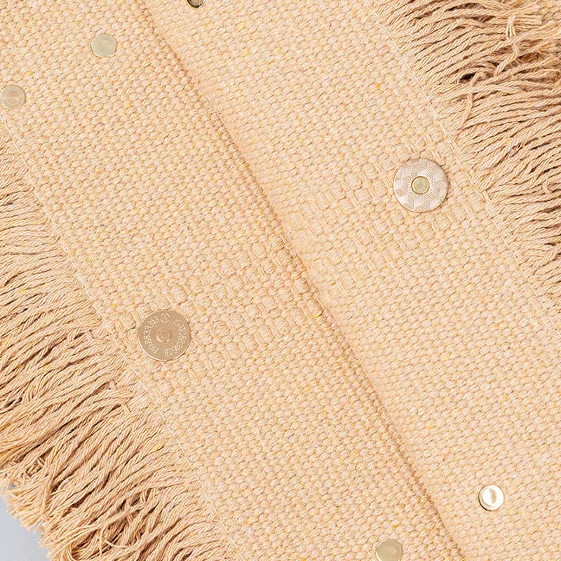 Bolsa de hombro de lona con borlas de gran capacidad y color sólido Buddha Stones