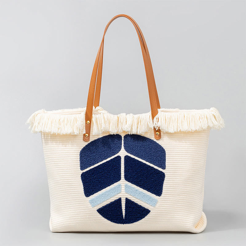Buddha Stones Gran Capacidad Ojo Turco Hoja Hamsa Borla Lona Tote Bolso de Hombro