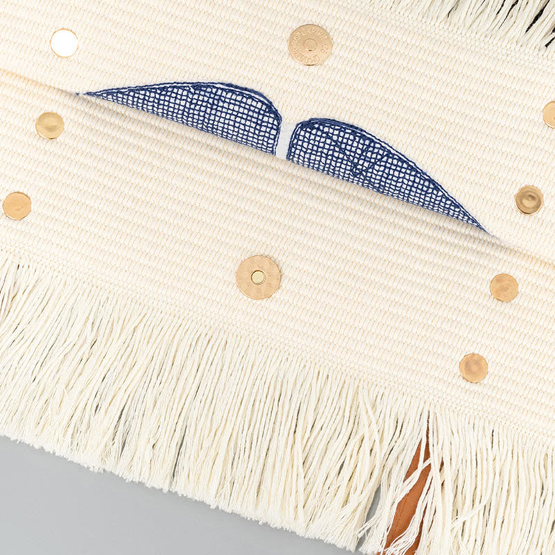 Buddha Stones Gran Capacidad Ojo Turco Hoja Hamsa Borla Lona Tote Bolso de Hombro