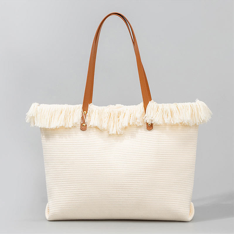 Buddha Stones Gran Capacidad Ojo Turco Hoja Hamsa Borla Lona Tote Bolso de Hombro