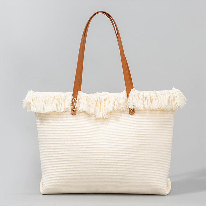 Buddha Stones Gran Capacidad Ojo Turco Hoja Hamsa Borla Lona Tote Bolso de Hombro