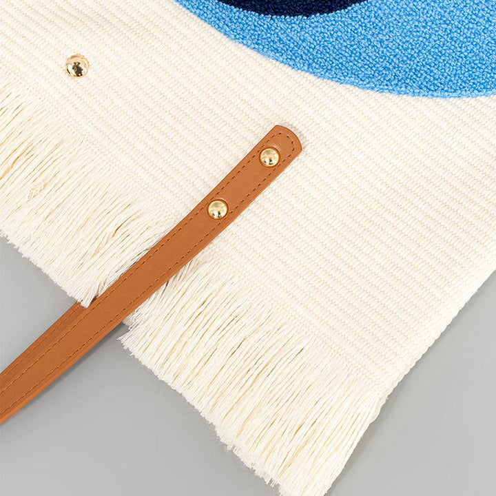 Buddha Stones Gran Capacidad Ojo Turco Hoja Hamsa Borla Lona Tote Bolso de Hombro