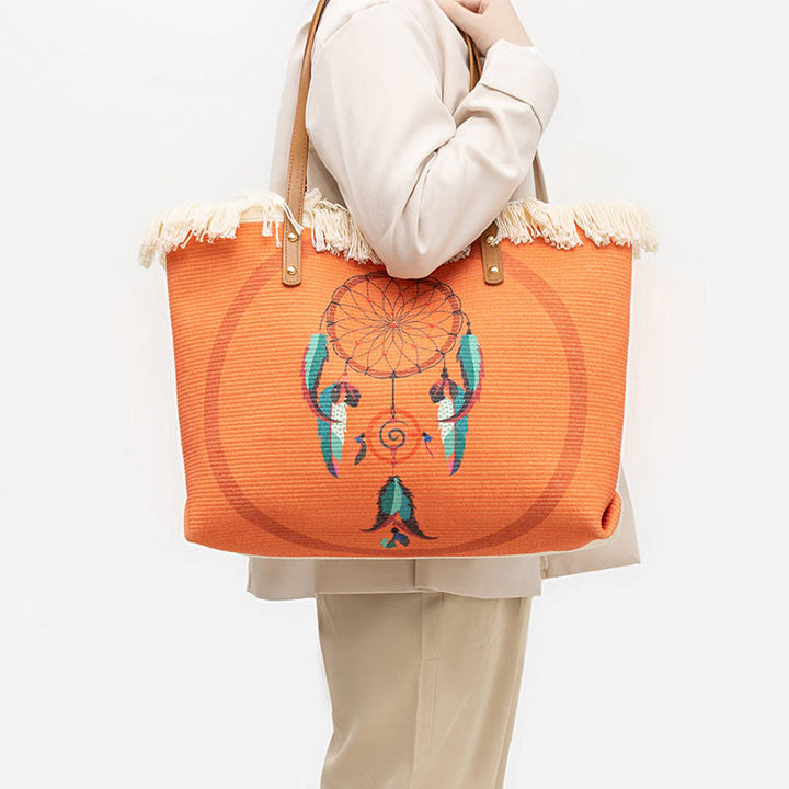 Buddha Stones Gran Capacidad Atrapa sueños Mandala Borla Lona Tote Bolso de Hombro