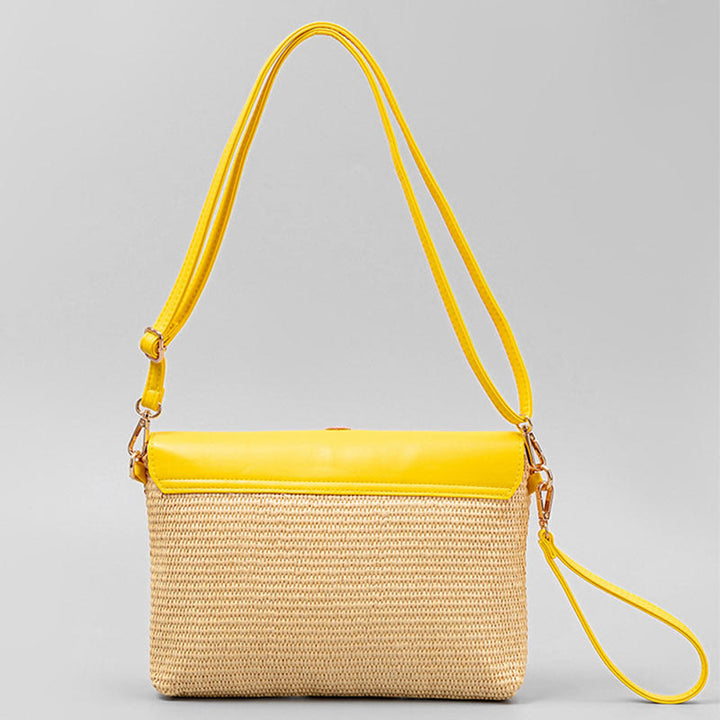 Bolso cruzado de paja con piedras de Buda, hamsa, elefante y flor, bolso de hombro, bolso de mano