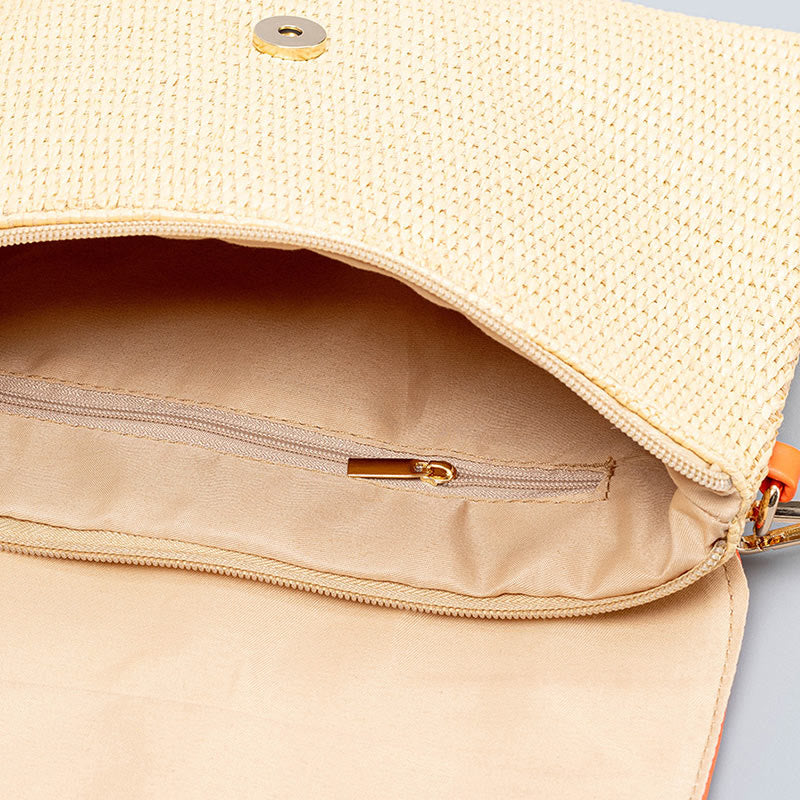 Bolso cruzado de paja con piedras de Buda, hamsa, elefante y flor, bolso de hombro, bolso de mano