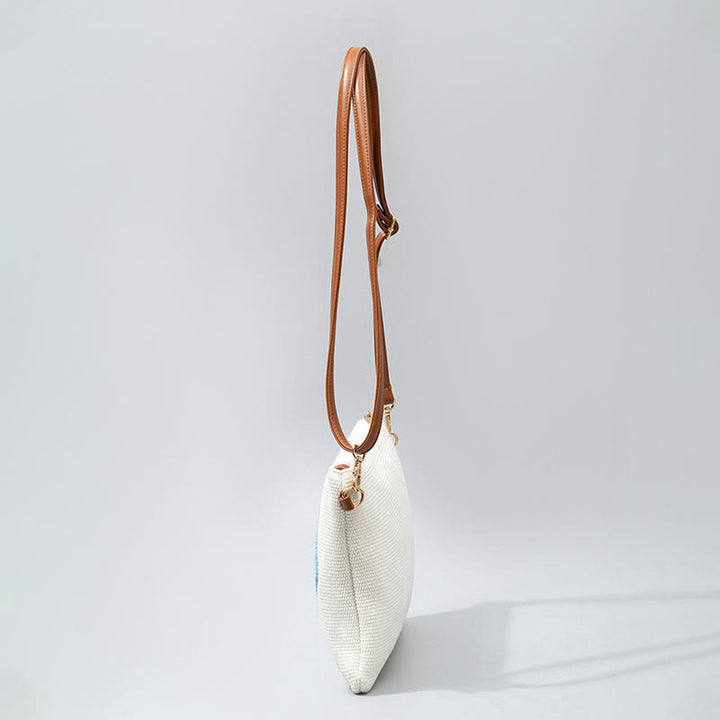 Bolso bandolera de lona de Hamsa con hojas del ojo malo y piedras de Buda