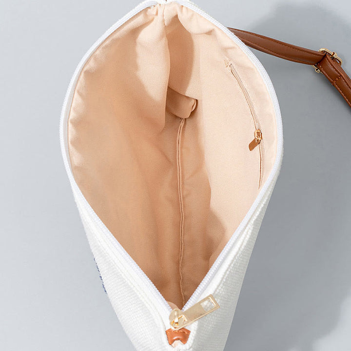 Bolso bandolera de lona de Hamsa con hojas del ojo malo y piedras de Buda