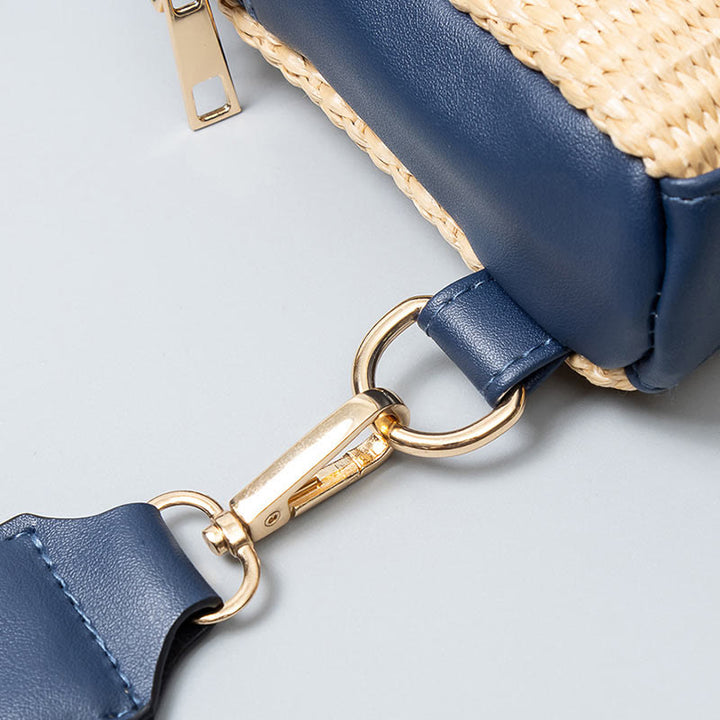 Bolso bandolera de paja tejido con geometría pequeña de piedras de Buda