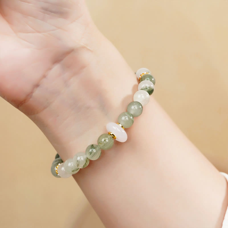 Pulseras de Piedras de Buda con Jade Natural de Tianshan y Calcedonia para la Suerte