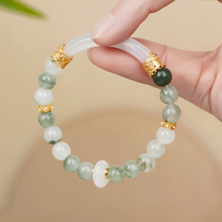Pulseras de Piedras de Buda con Jade Natural de Tianshan y Calcedonia para la Suerte
