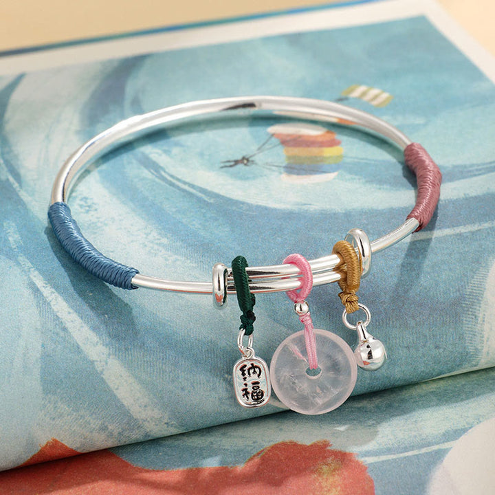 Buda Piedras Cristal Rosa Paz Broche de la Suerte Flor Pulsera de Amor Brazalete