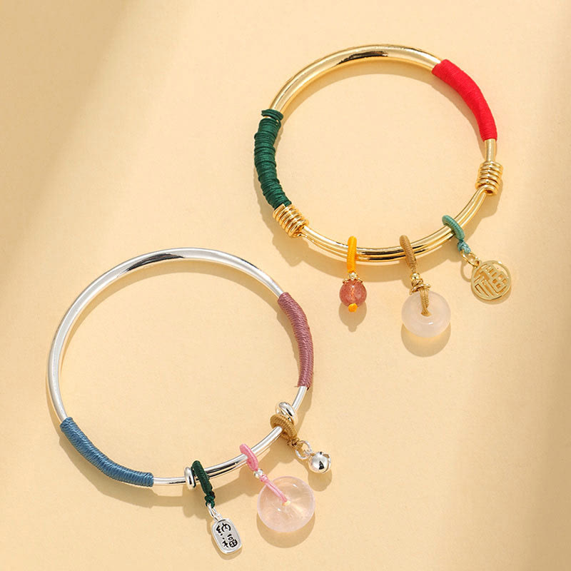 Buda Piedras Cristal Rosa Paz Broche de la Suerte Flor Pulsera de Amor Brazalete