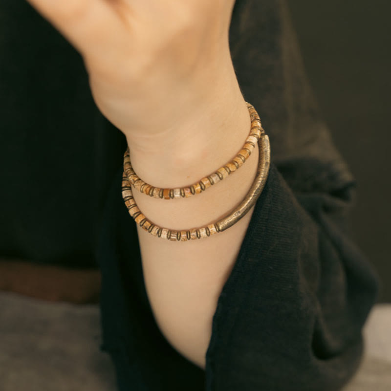 Pulsera de Armonía y Sabiduría con Piedras de Buda de Sodalita, Jaspe Imagen y Punto Verde