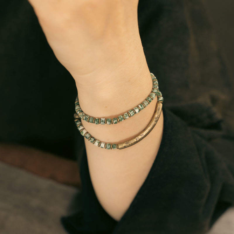 Pulsera de Armonía y Sabiduría con Piedras de Buda de Sodalita, Jaspe Imagen y Punto Verde