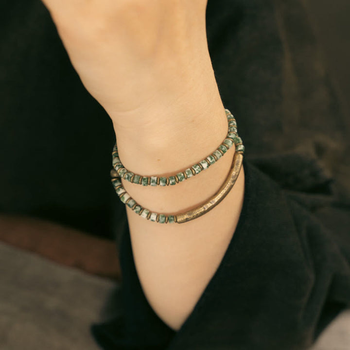 Pulsera de Armonía y Sabiduría con Piedras de Buda de Sodalita, Jaspe Imagen y Punto Verde