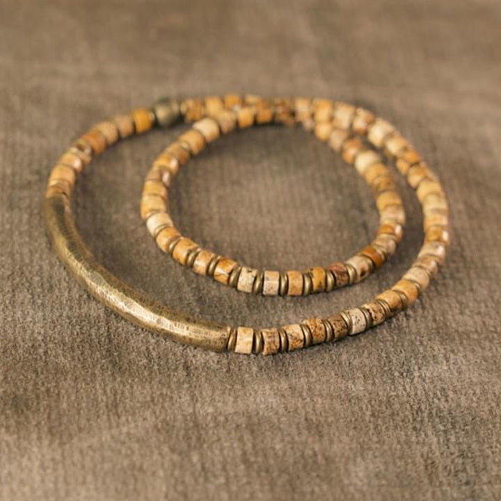 Pulsera de Armonía y Sabiduría con Piedras de Buda de Sodalita, Jaspe Imagen y Punto Verde