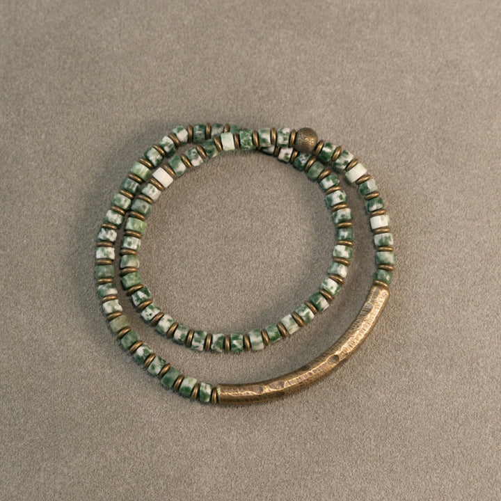 Pulsera de Armonía y Sabiduría con Piedras de Buda de Sodalita, Jaspe Imagen y Punto Verde