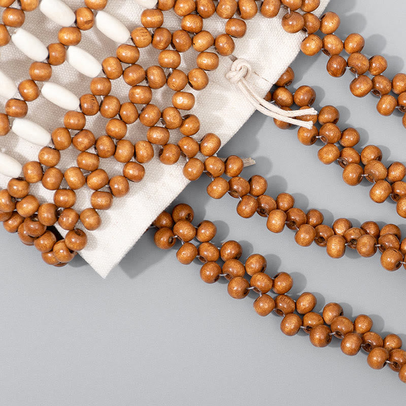 Bolso de cuentas de madera portátil tejido a mano de piedras de Buda