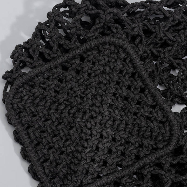 Bolso de hombro de hilo de algodón tejido a mano con piedras de Buda