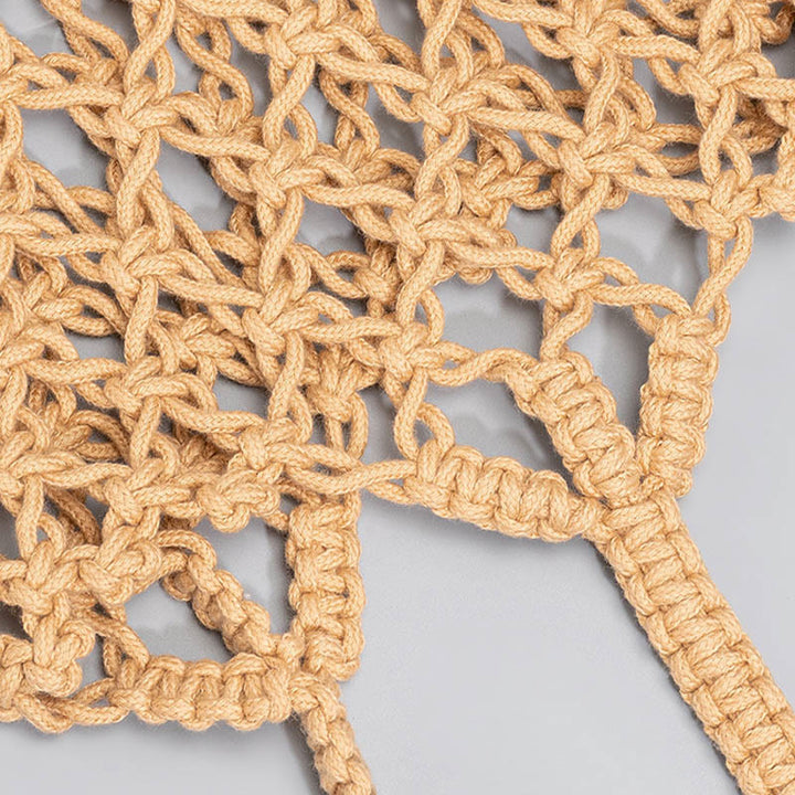 Bolso de hombro de hilo de algodón tejido a mano con piedras de Buda