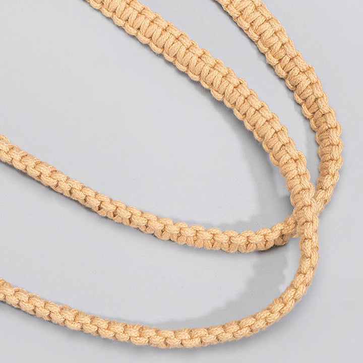 Bolso de hombro de hilo de algodón tejido a mano con piedras de Buda