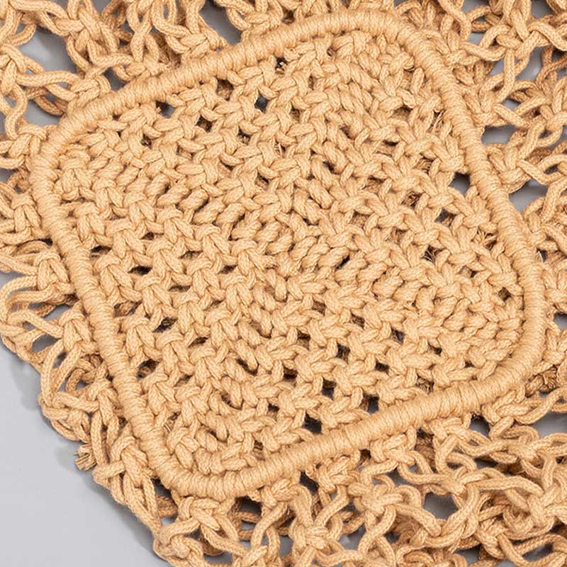 Bolso de hombro de hilo de algodón tejido a mano con piedras de Buda