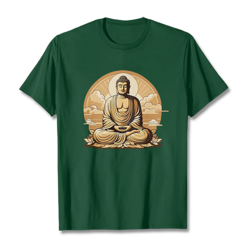 Piedras de Buda Sol Nubes auspiciosas Camiseta de Buda - Verde bosque - 2XL - image 10