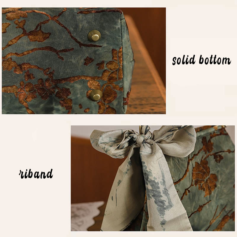 Bolso de Mano de Cadena Metálica Jacquard de Terciopelo con Piedras de Buda