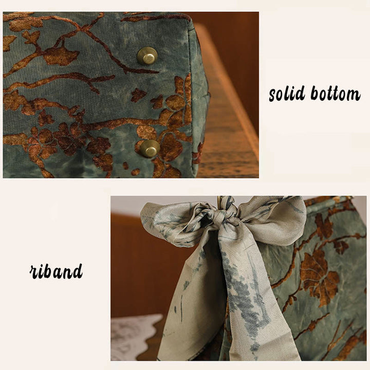 Bolso de Mano de Cadena Metálica Jacquard de Terciopelo con Piedras de Buda