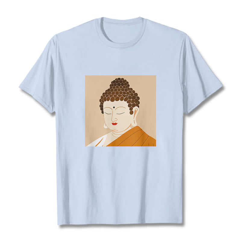 Camiseta de Buda con Piedras, Ojos Cerrados y Relajación - Cian claro - 2XL - image 18