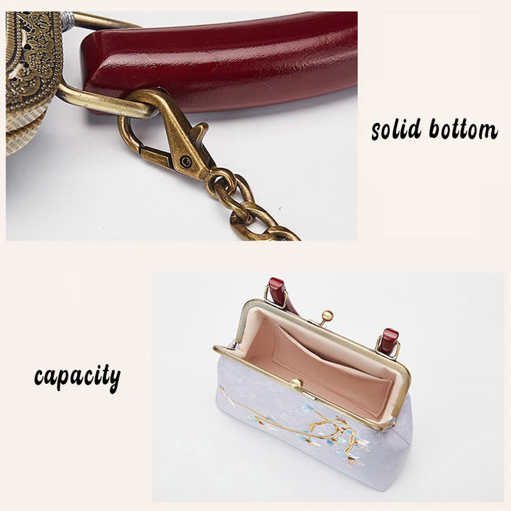 Bolso de mano con bordado de flores y piedras de Buda, bolso bandolera