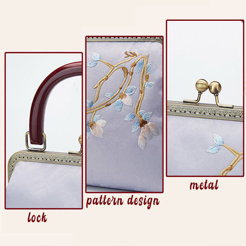 Bolso de mano con bordado de flores y piedras de Buda, bolso bandolera