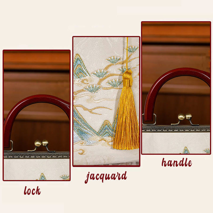 Bolso de mano con paisaje de piedras de Buda jacquard cruzado