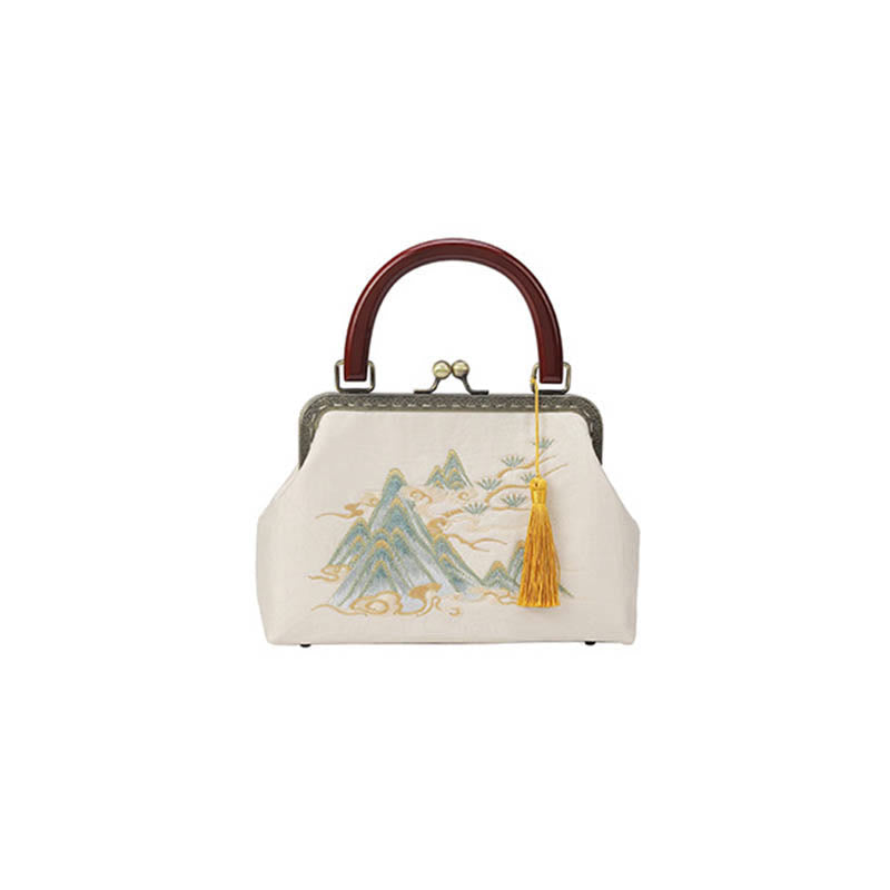 Bolso de mano con paisaje de piedras de Buda jacquard cruzado