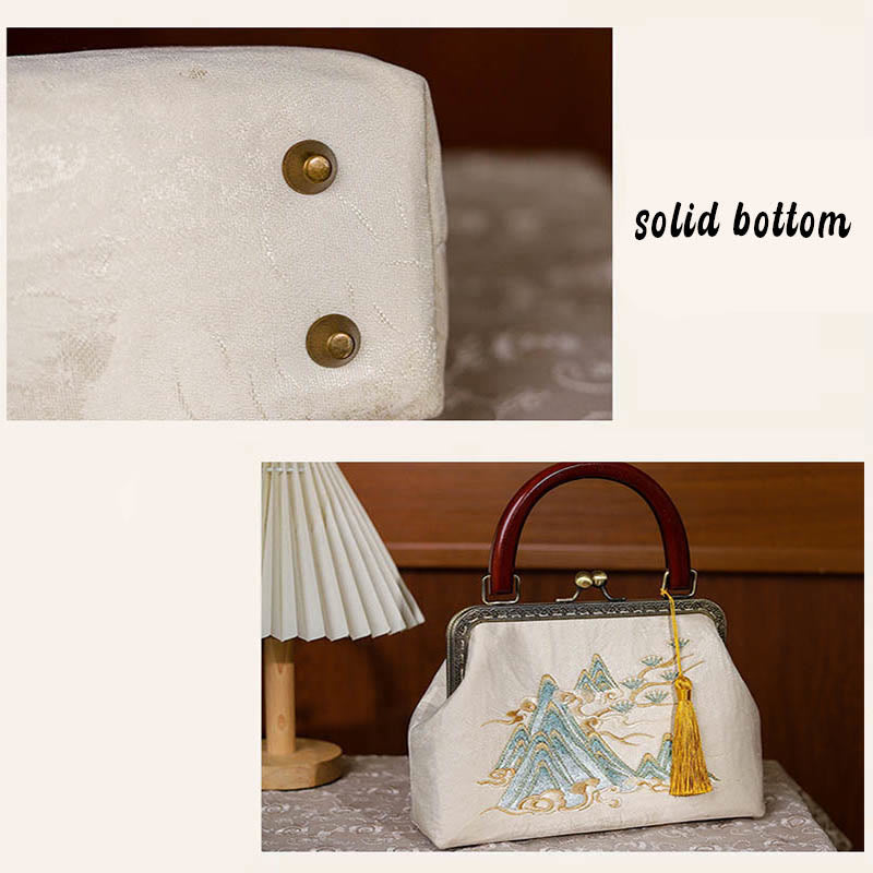 Bolso de mano con paisaje de piedras de Buda jacquard cruzado